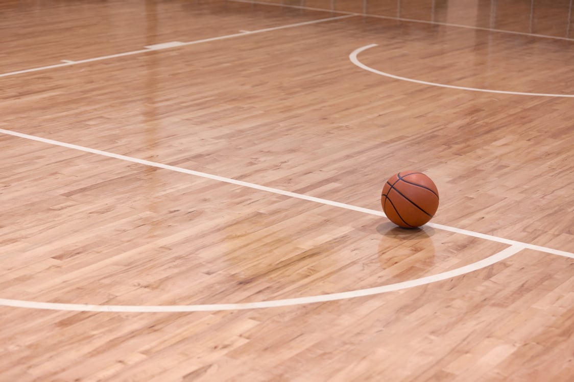 Basketball Ball on Basketball Court